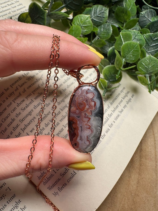 Crazy Lace Agate Necklace | Copper Ashes