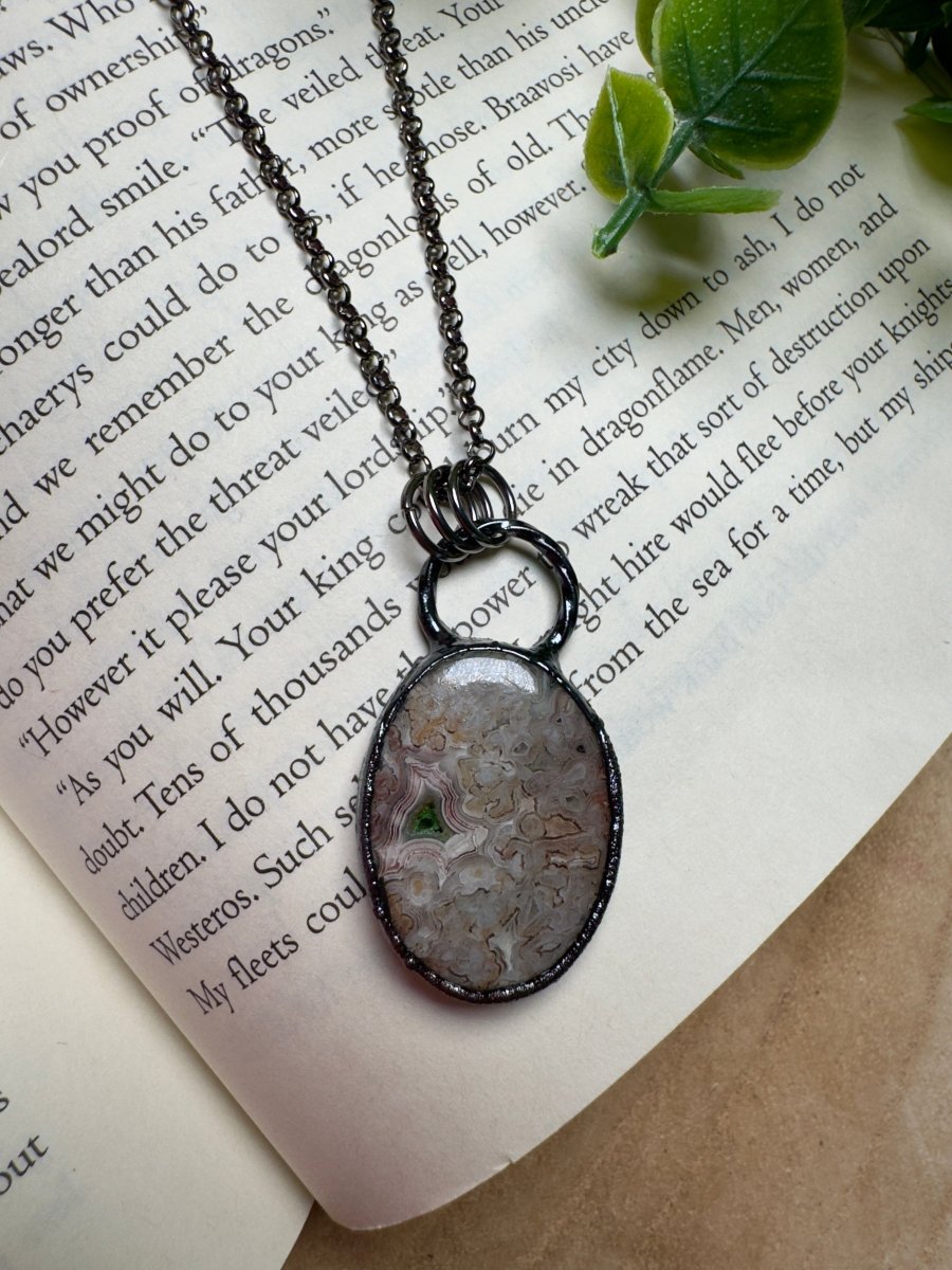 Crazy Lace Agate Necklace | Copper Ashes