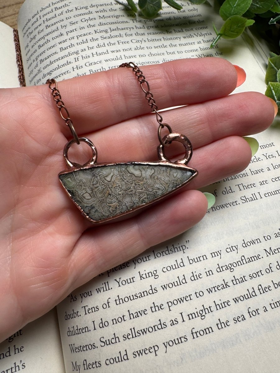 Crazy Lace Agate Necklace | Copper Ashes