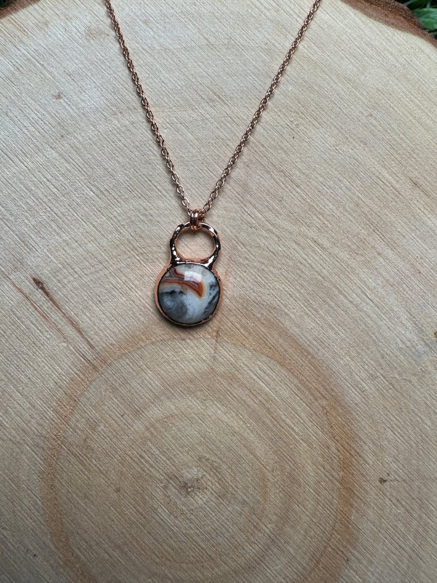 Crazy Lace Agate Necklace | Copper Ashes