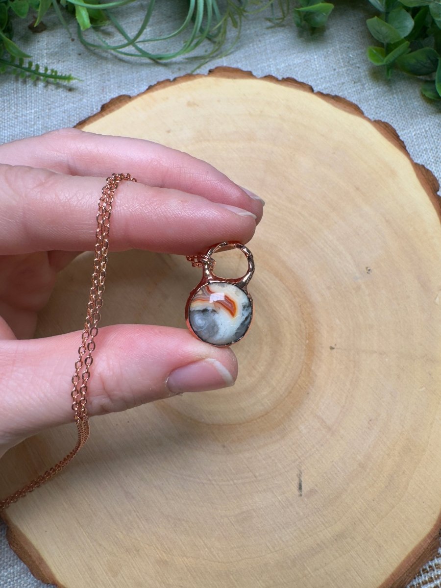 Crazy Lace Agate Necklace | Copper Ashes