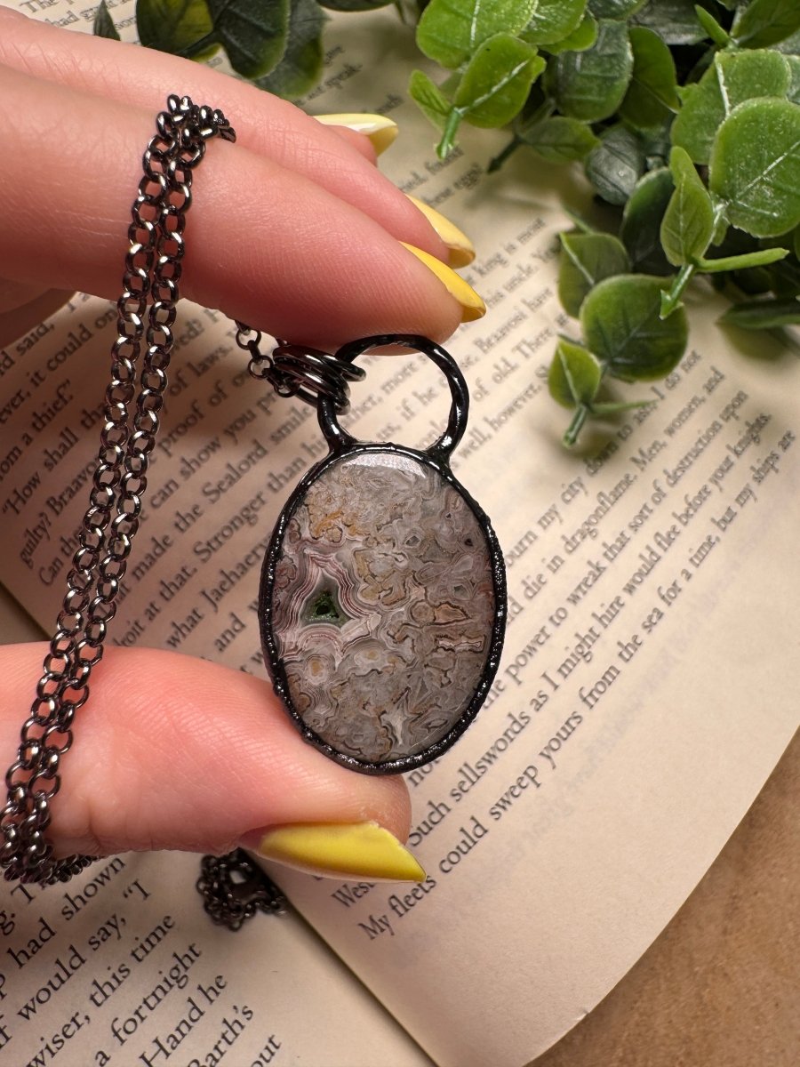 Crazy Lace Agate Necklace | Copper Ashes