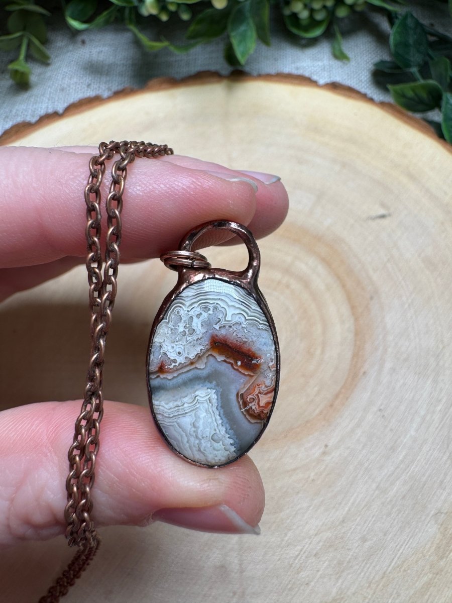 Crazy Lace Agate Necklace | Copper Ashes