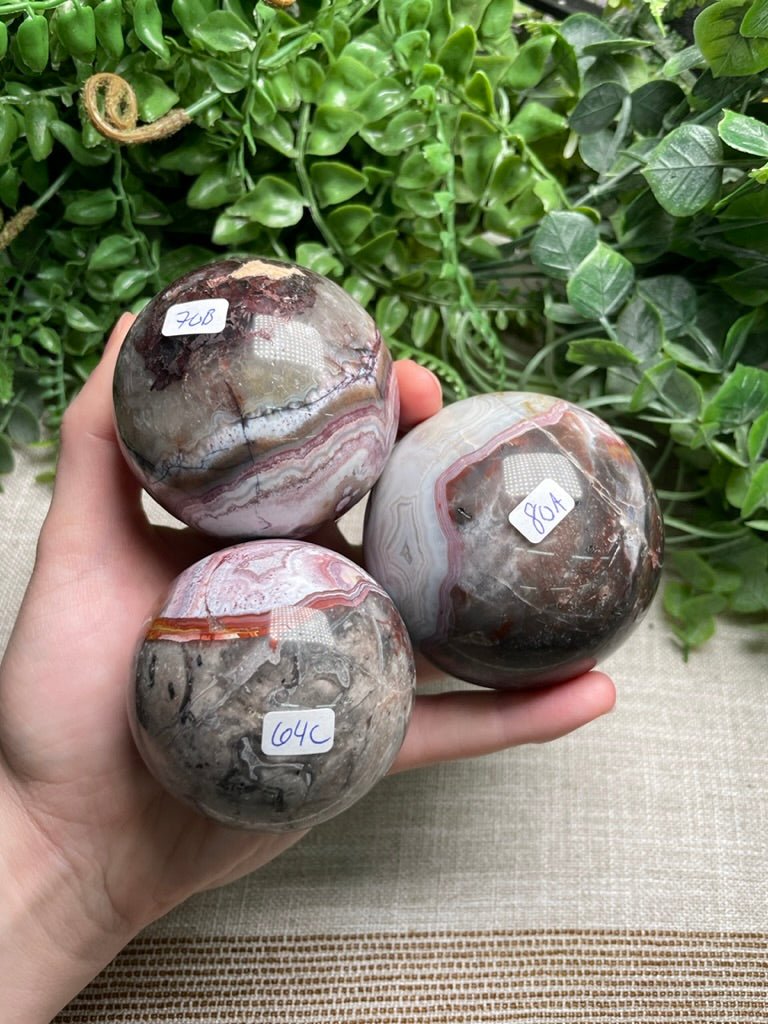 Crazy Lace Agate Sphere | Copper Ashes