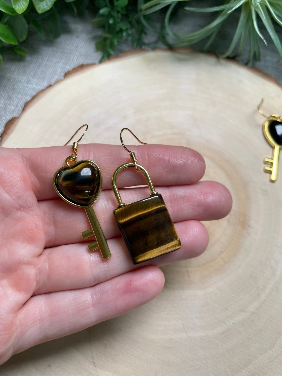 Crystal Lock and Key Earrings | Copper Ashes