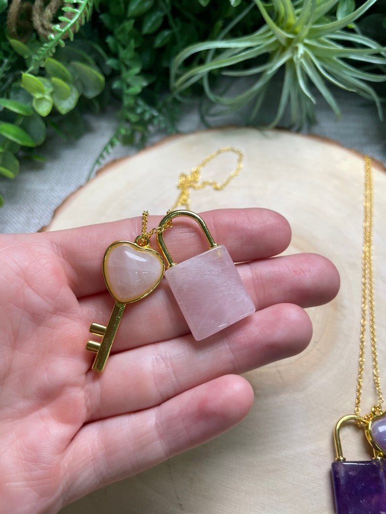 Crystal Lock and Key Necklace | Copper Ashes