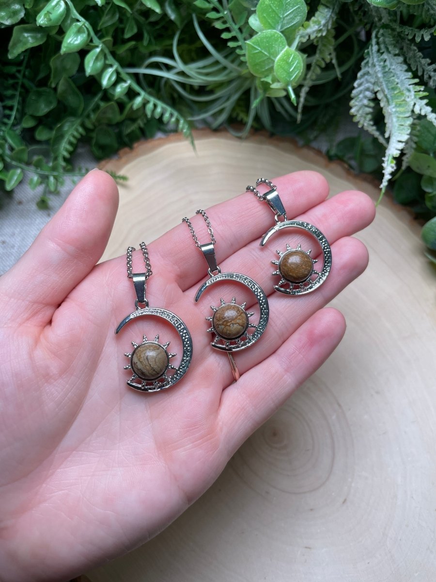 Crystal Moon and Sun Necklace | Copper Ashes