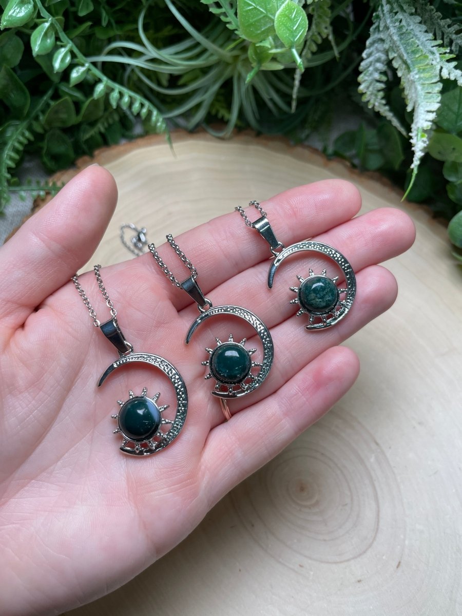 Crystal Moon and Sun Necklace | Copper Ashes