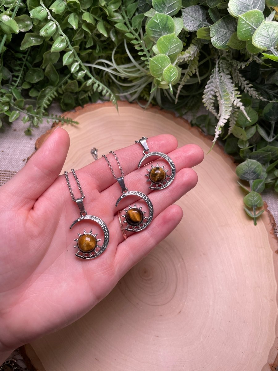 Crystal Moon and Sun Necklace | Copper Ashes