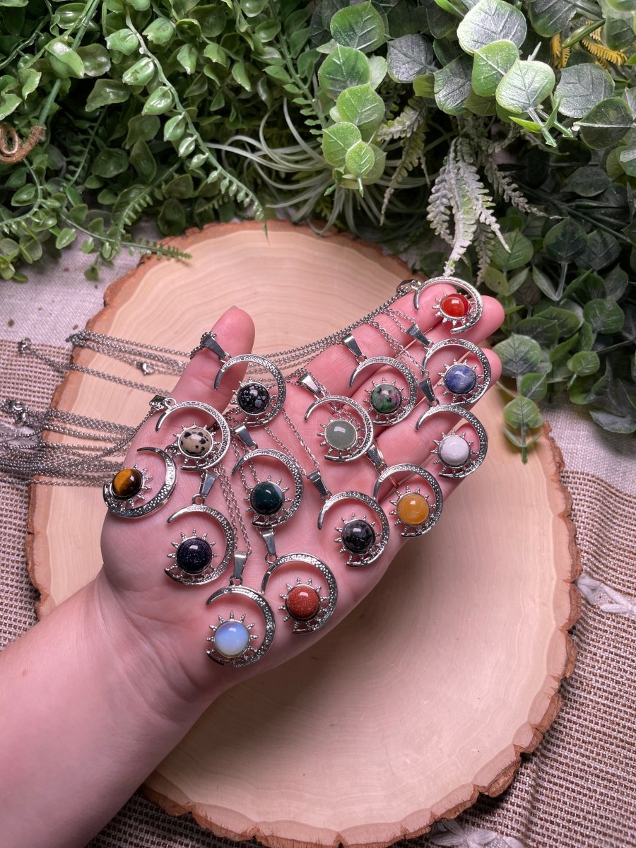 Crystal Moon and Sun Necklace | Copper Ashes