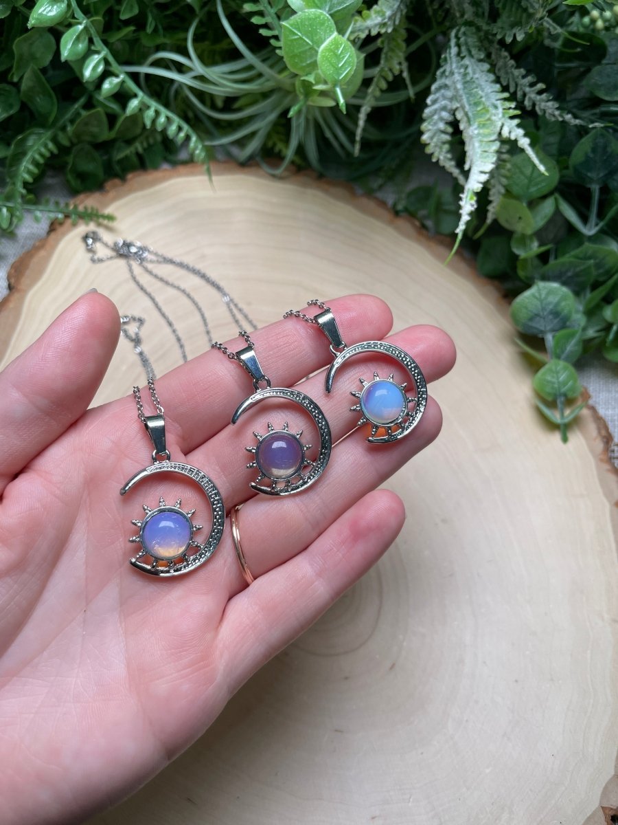 Crystal Moon and Sun Necklace | Copper Ashes