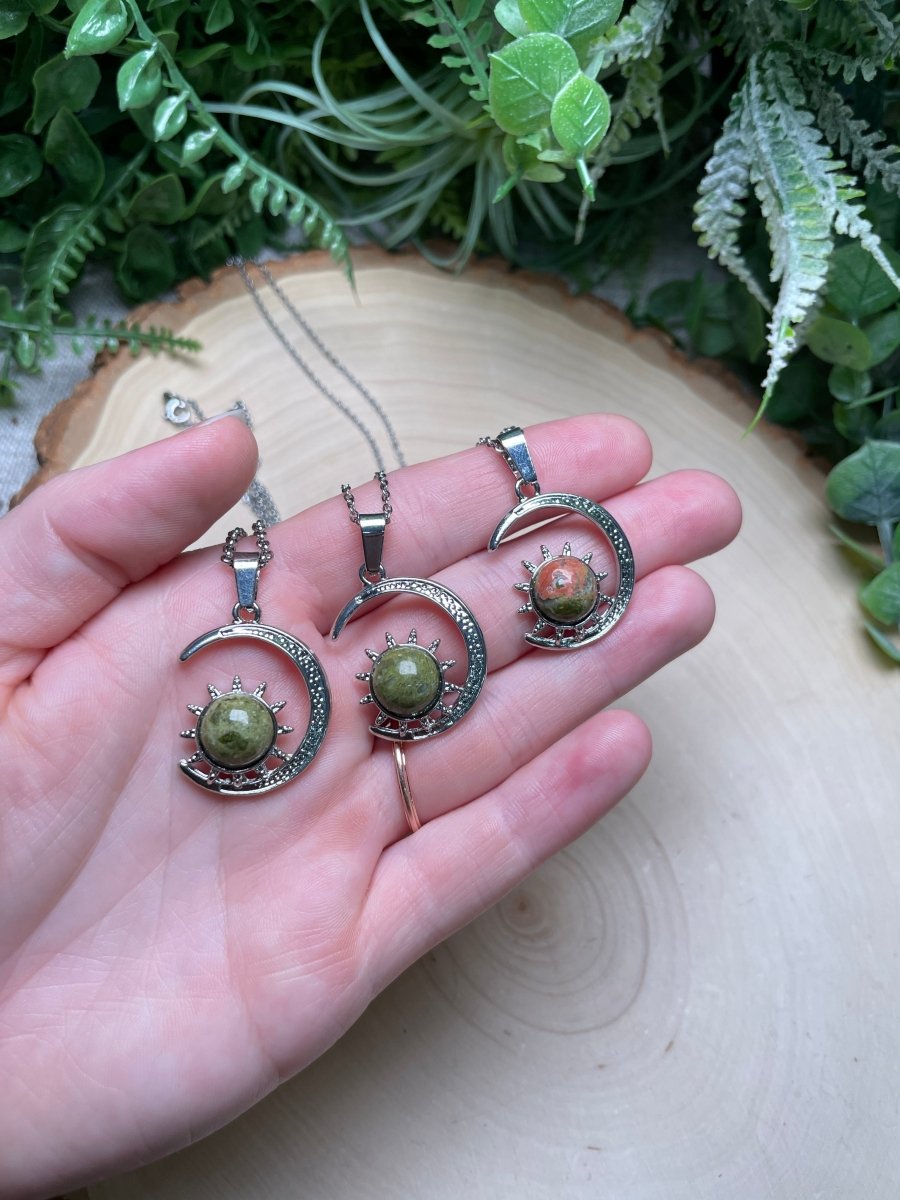 Crystal Moon and Sun Necklace | Copper Ashes