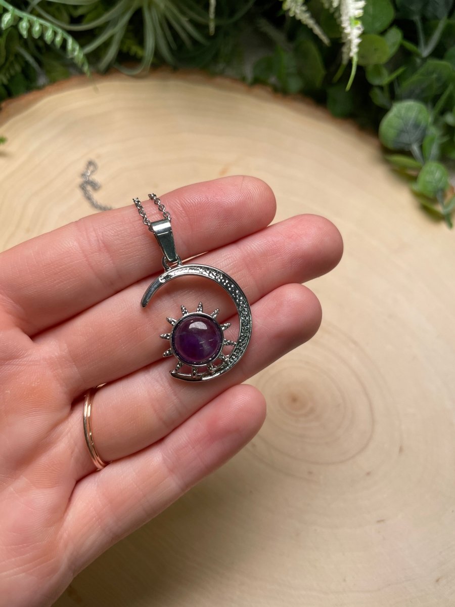 Crystal Moon and Sun Necklace | Copper Ashes