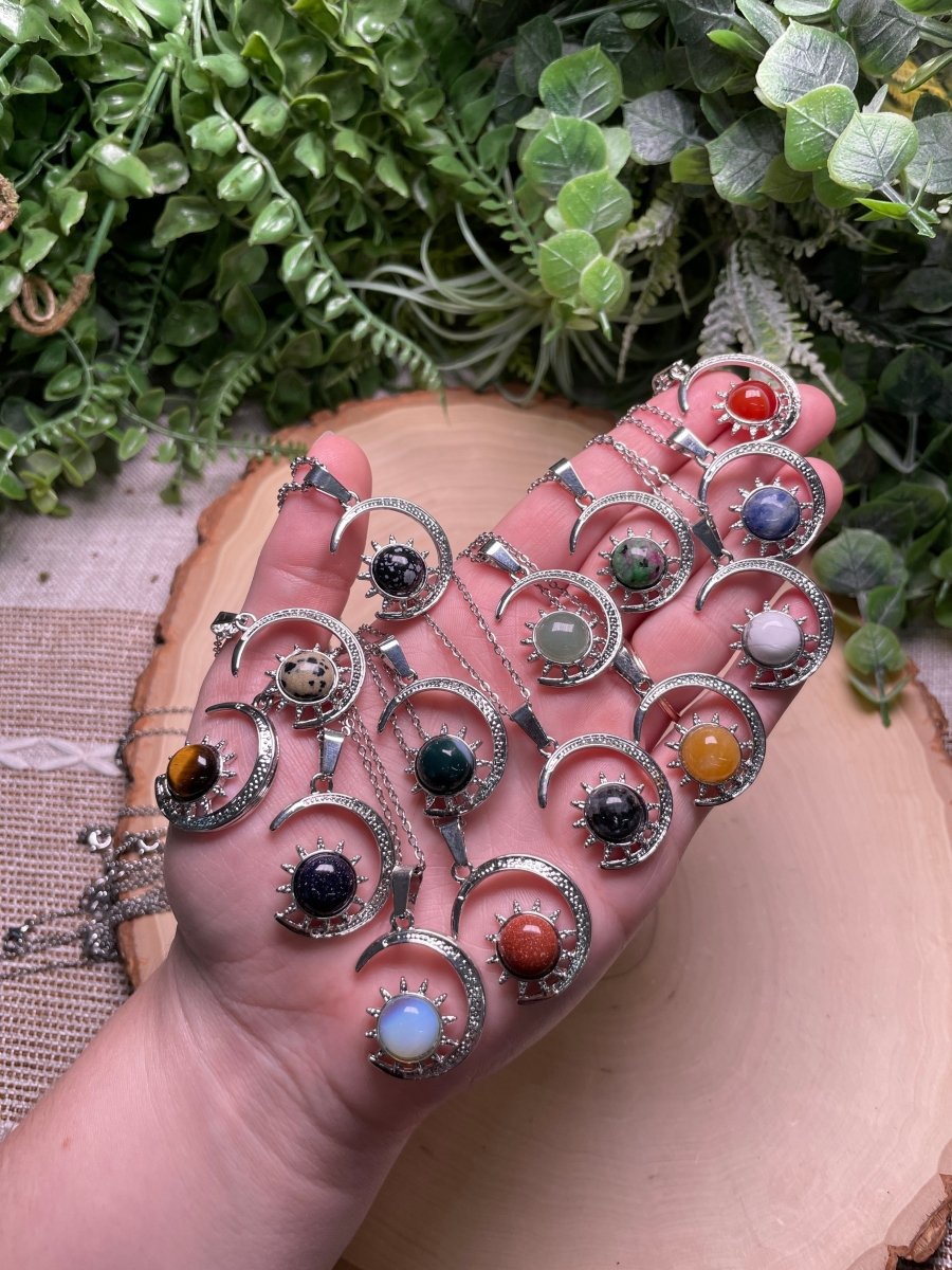 Crystal Moon and Sun Necklace | Copper Ashes