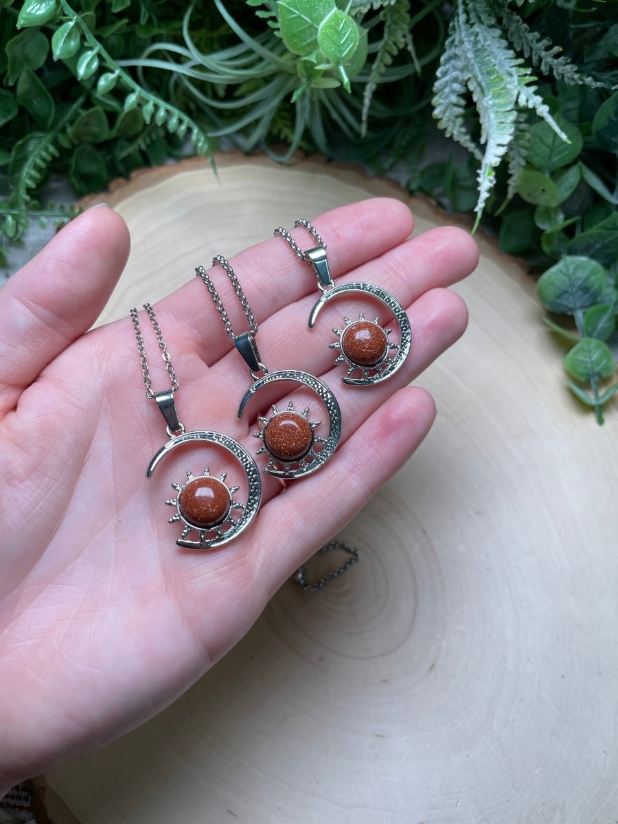 Crystal Moon and Sun Necklace | Copper Ashes