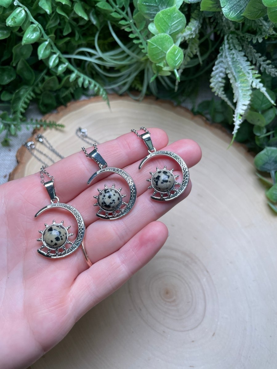 Crystal Moon and Sun Necklace | Copper Ashes