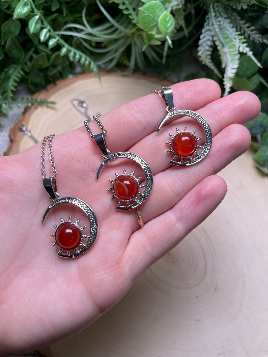 Crystal Moon and Sun Necklace | Copper Ashes