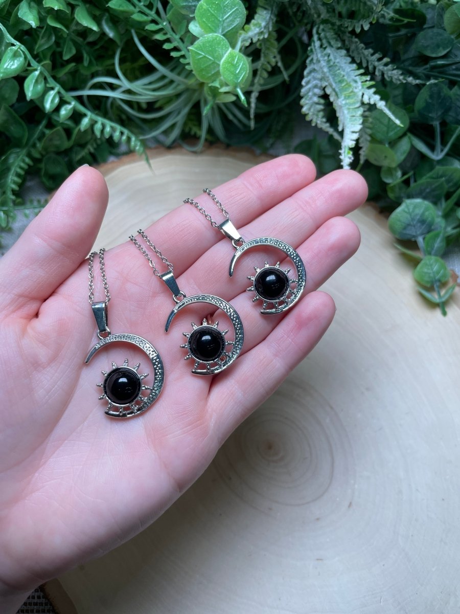 Crystal Moon and Sun Necklace | Copper Ashes