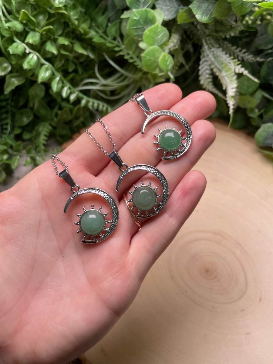 Crystal Moon and Sun Necklace | Copper Ashes