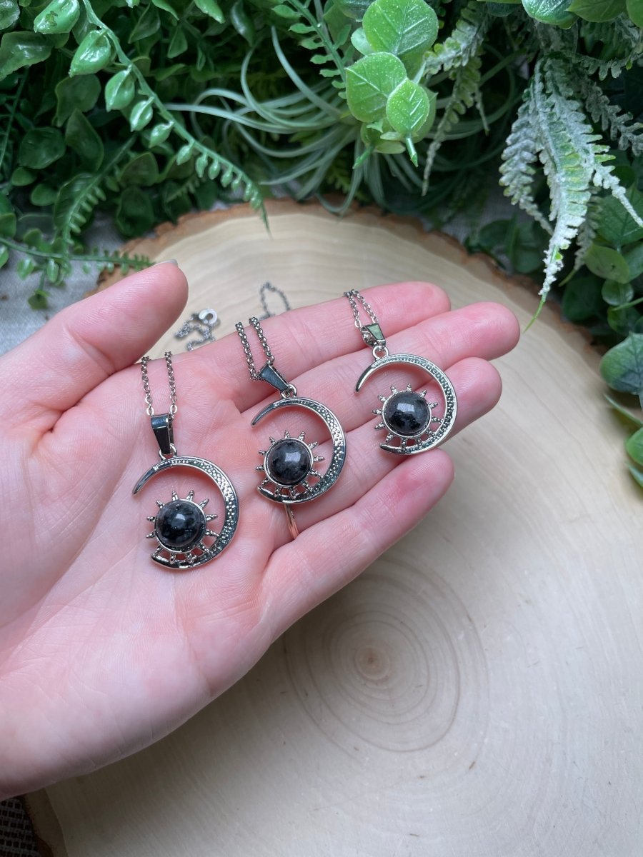 Crystal Moon and Sun Necklace | Copper Ashes