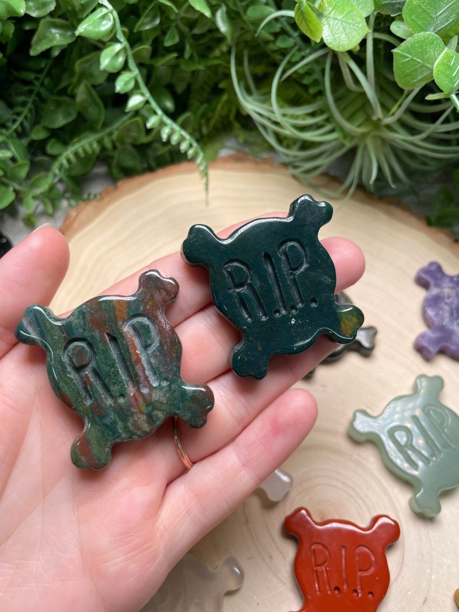 Crystal RIP Skull and Crossbones | Copper Ashes