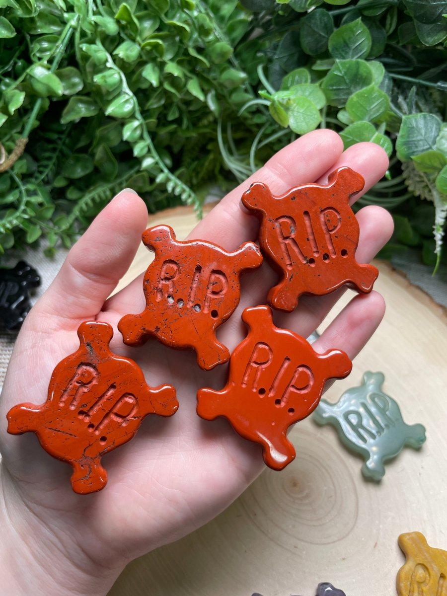 Crystal RIP Skull and Crossbones | Copper Ashes