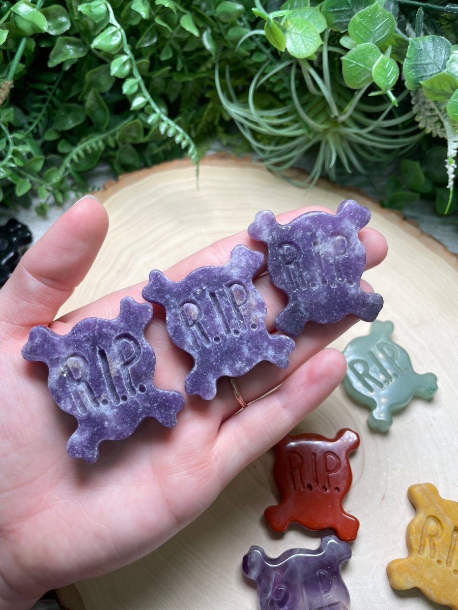 Crystal RIP Skull and Crossbones | Copper Ashes