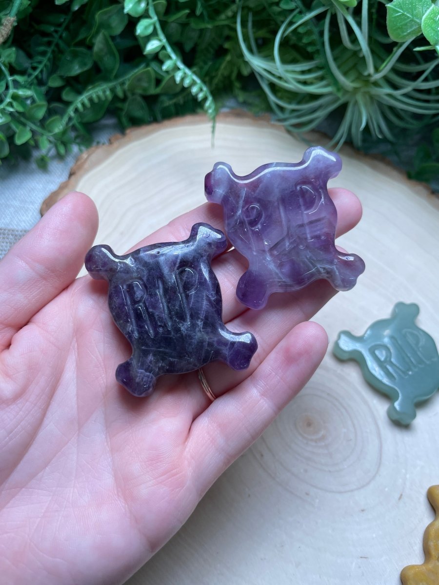 Crystal RIP Skull and Crossbones | Copper Ashes