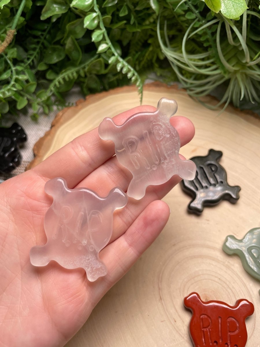 Crystal RIP Skull and Crossbones | Copper Ashes