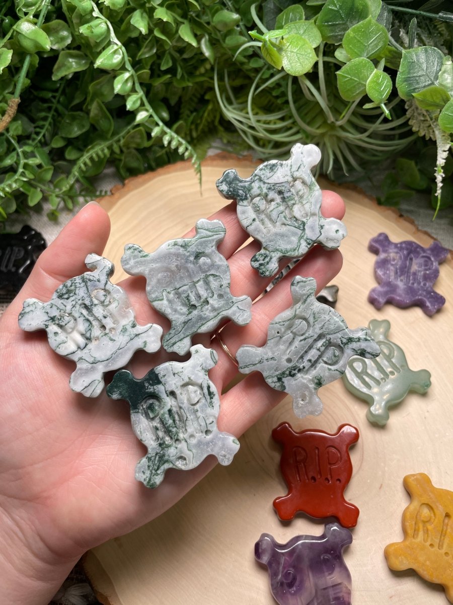 Crystal RIP Skull and Crossbones | Copper Ashes