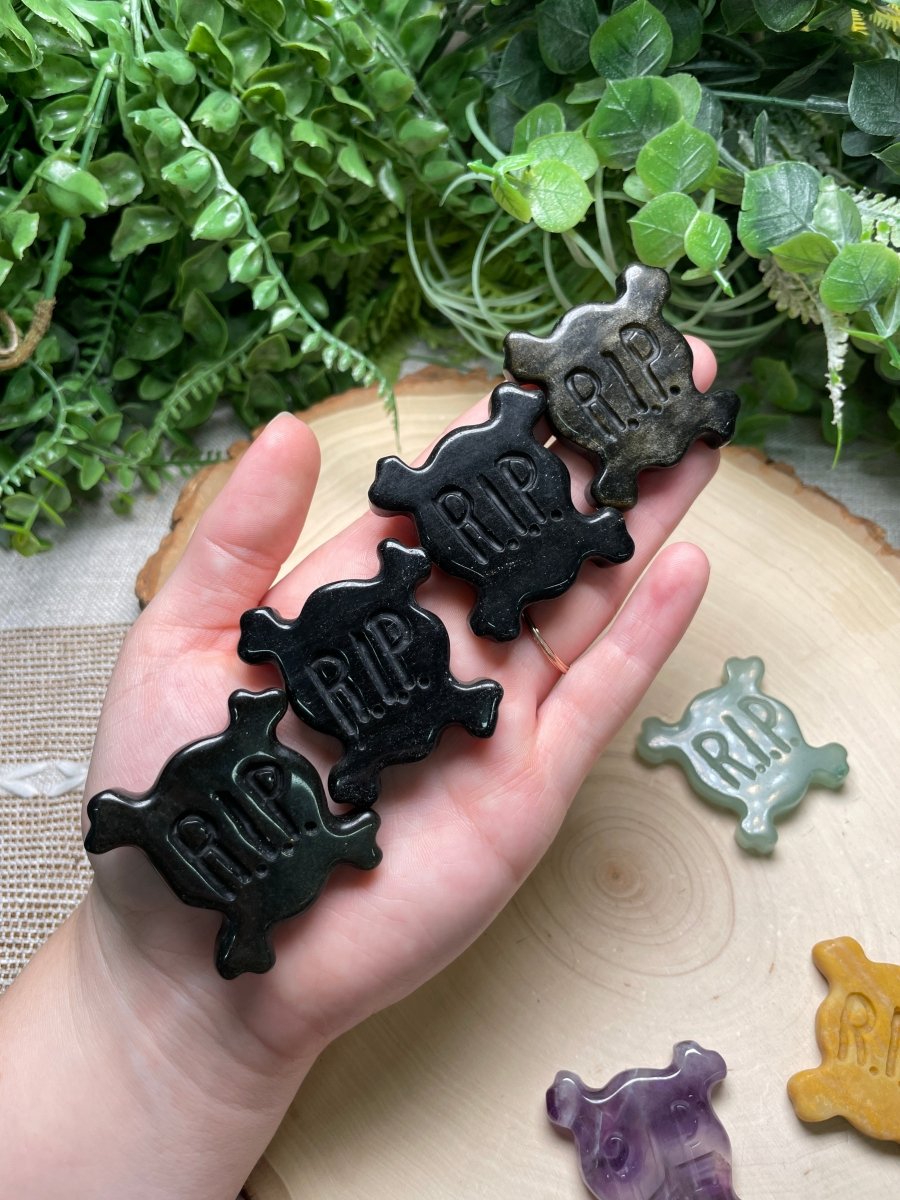 Crystal RIP Skull and Crossbones | Copper Ashes