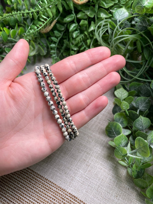 Dalmatian Jasper 4mm Beaded Bracelet | Copper Ashes