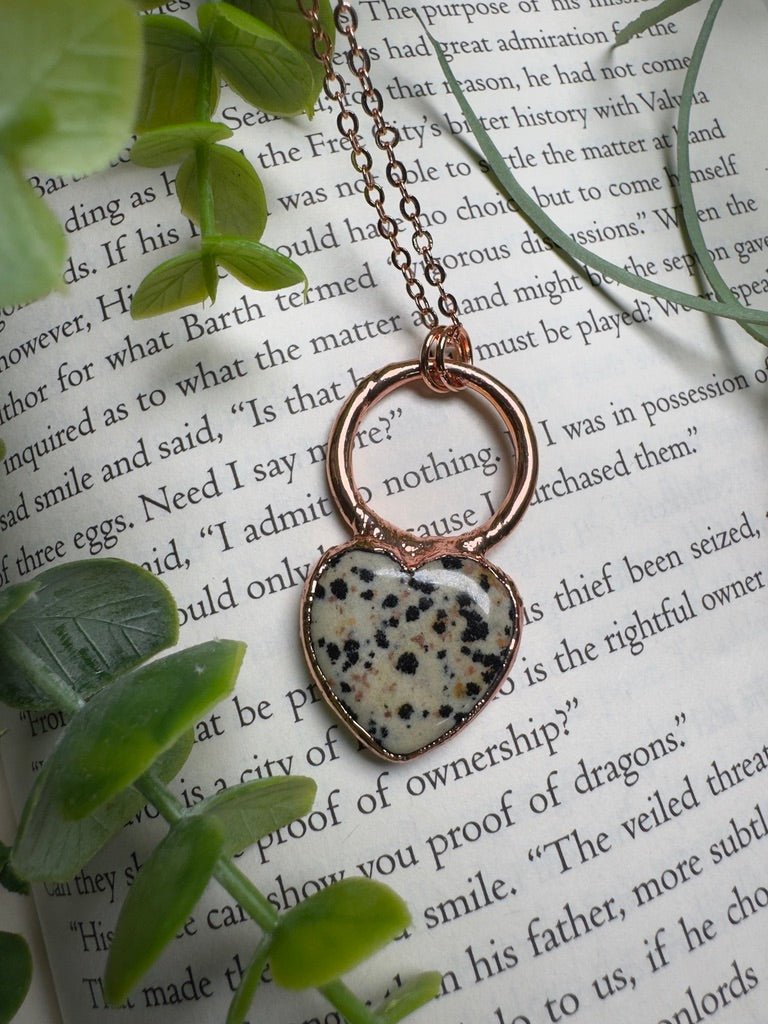 Dalmatian Jasper Heart Necklace | Copper Ashes
