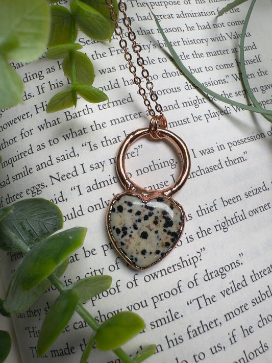Dalmatian Jasper Heart Necklace | Copper Ashes