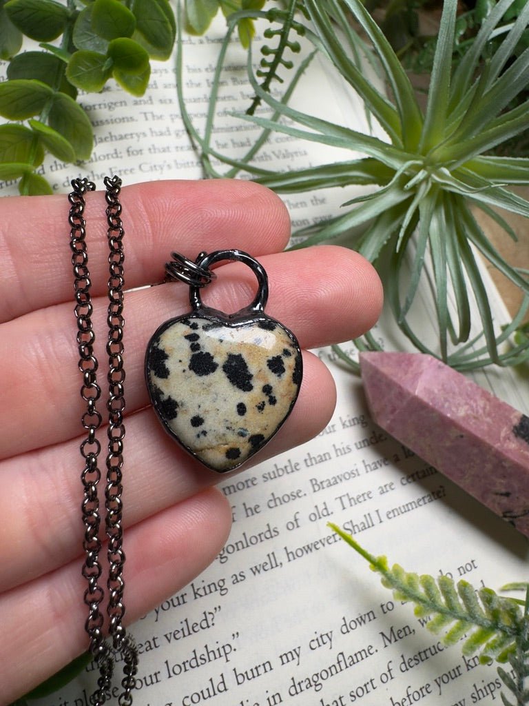 Dalmatian Jasper Heart Necklace | Copper Ashes