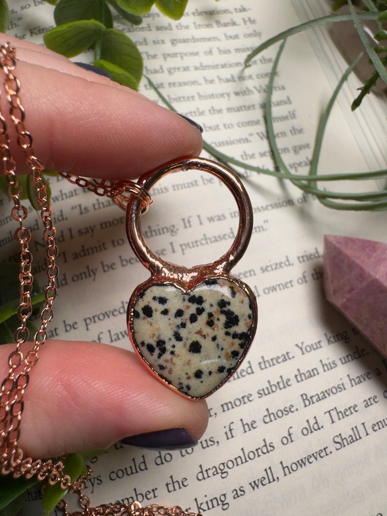 Dalmatian Jasper Heart Necklace | Copper Ashes