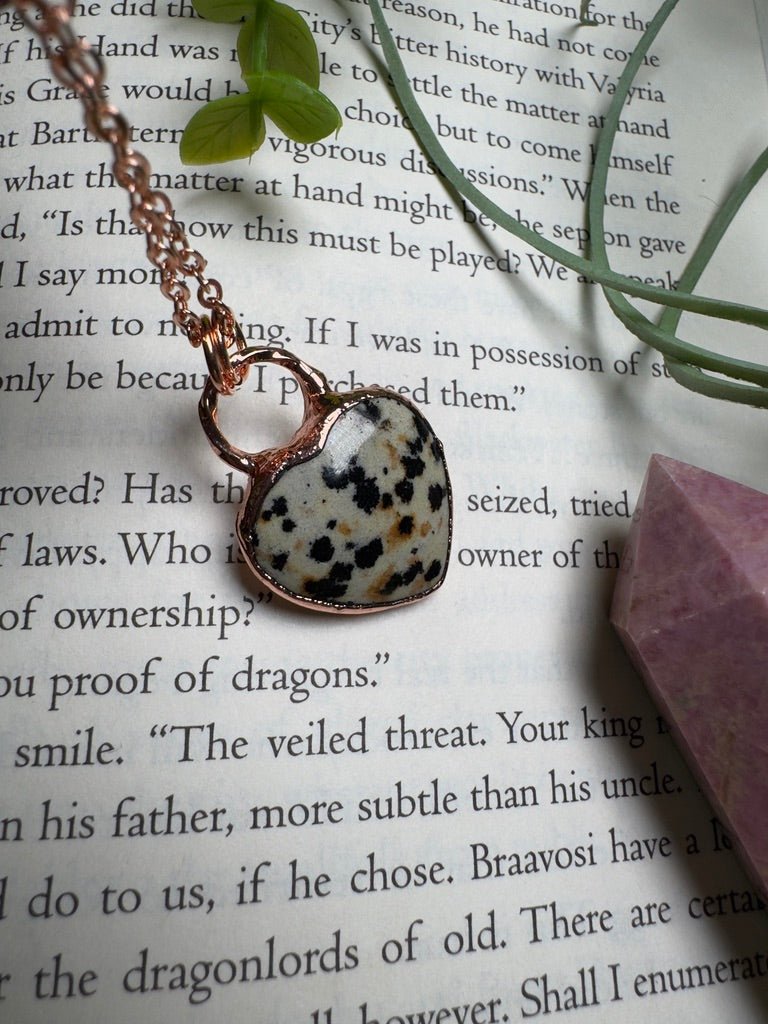 Dalmatian Jasper Heart Necklace | Copper Ashes