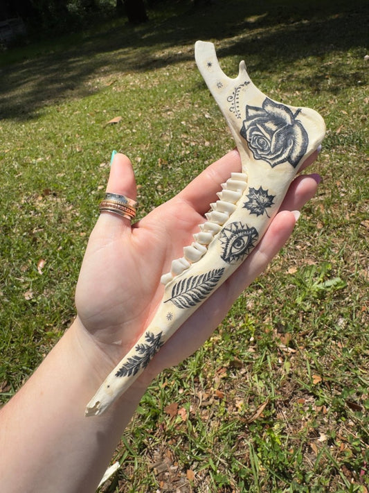 Decorated Deer Jawbone | Copper Ashes