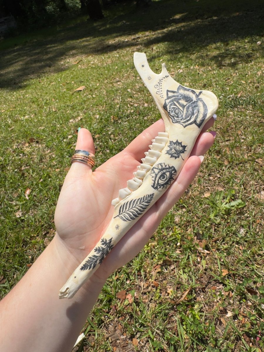 Decorated Deer Jawbone | Copper Ashes