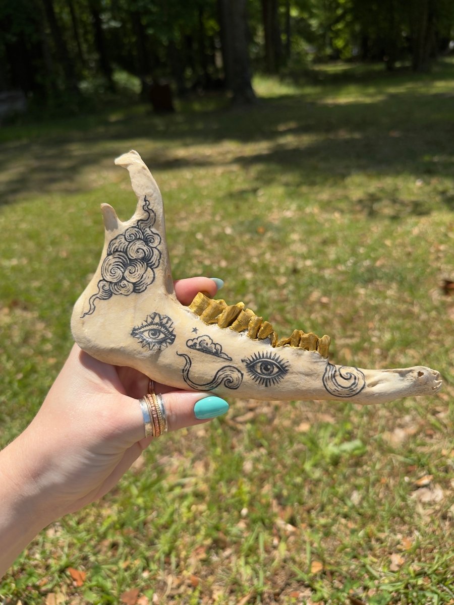 Decorated Goat Jawbone | Copper Ashes