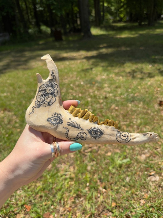 Decorated Goat Jawbone | Copper Ashes