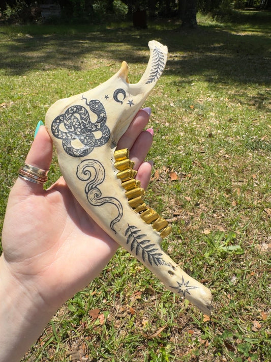 Decorated Goat Jawbone | Copper Ashes