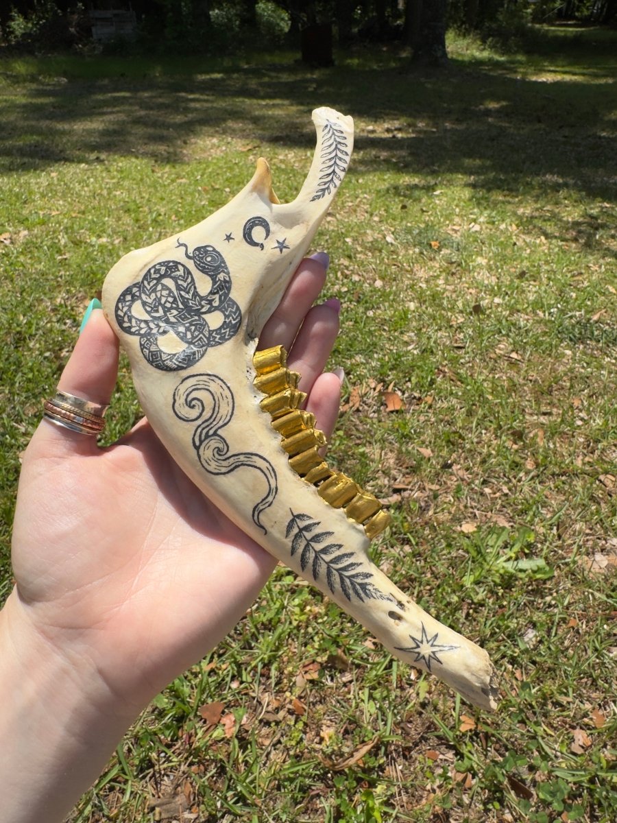 Decorated Goat Jawbone | Copper Ashes