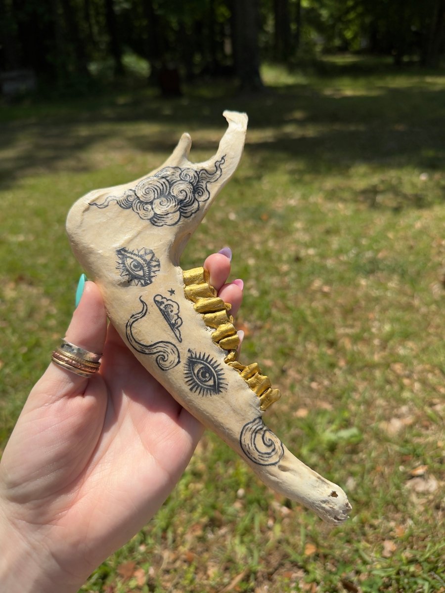 Decorated Goat Jawbone | Copper Ashes