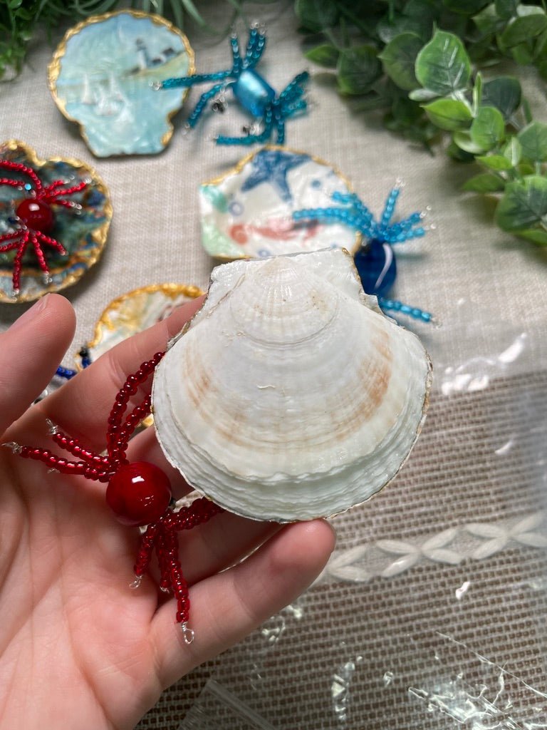 Decoupage Shell and Beaded Crab Set | Copper Ashes