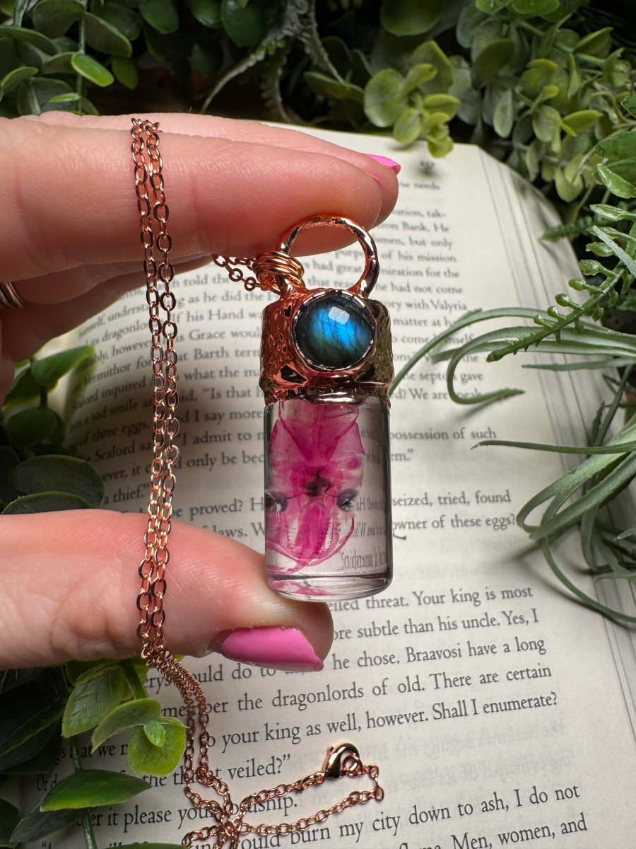 Diaphonized Eel Head and Labradorite Oddity Necklace | Copper Ashes