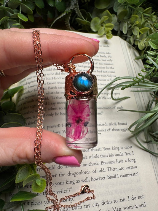 Diaphonized Eel Head and Labradorite Oddity Necklace | Copper Ashes