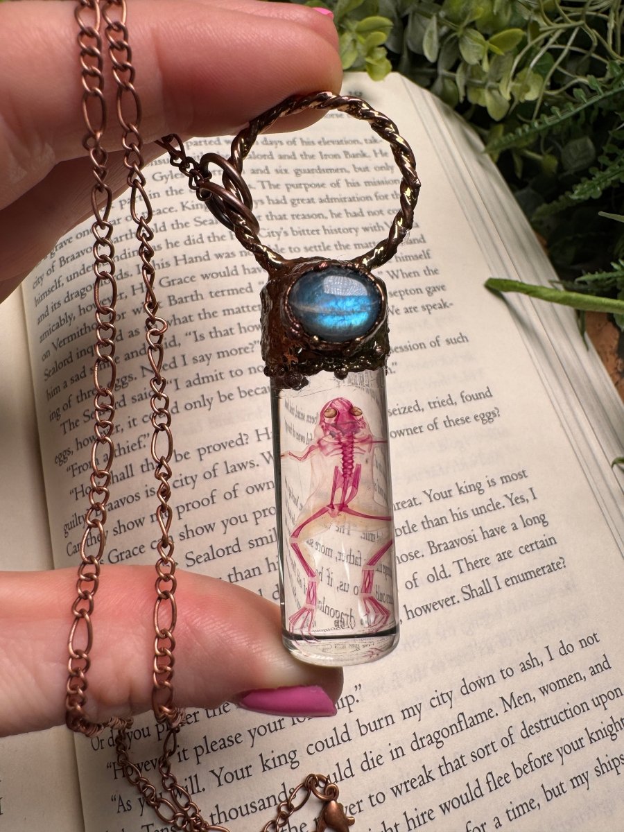Diaphonized Frog and Labradorite Oddity Necklace | Copper Ashes