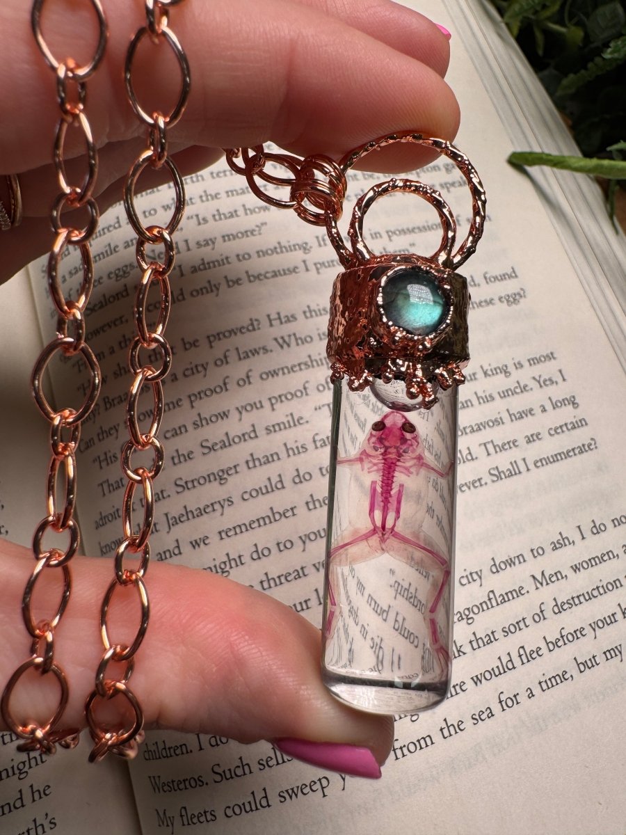 Diaphonized Frog and Labradorite Oddity Necklace | Copper Ashes