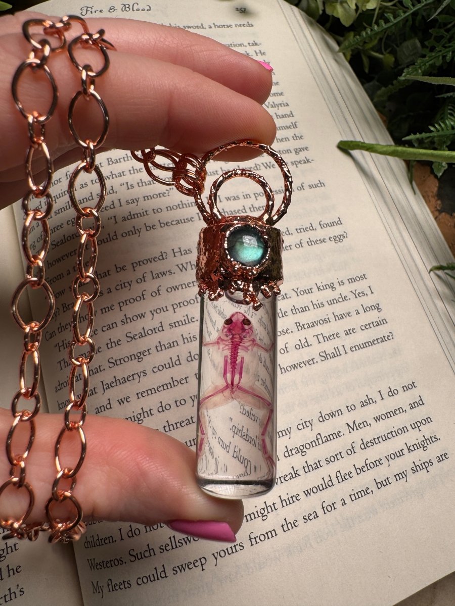 Diaphonized Frog and Labradorite Oddity Necklace | Copper Ashes